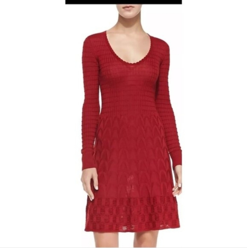 MISSONI WOMENS CREW NECK SHORT SLEEVE KNITTED FIT & FLARE DRESS SZ US 6 - Picture 2 of 14
